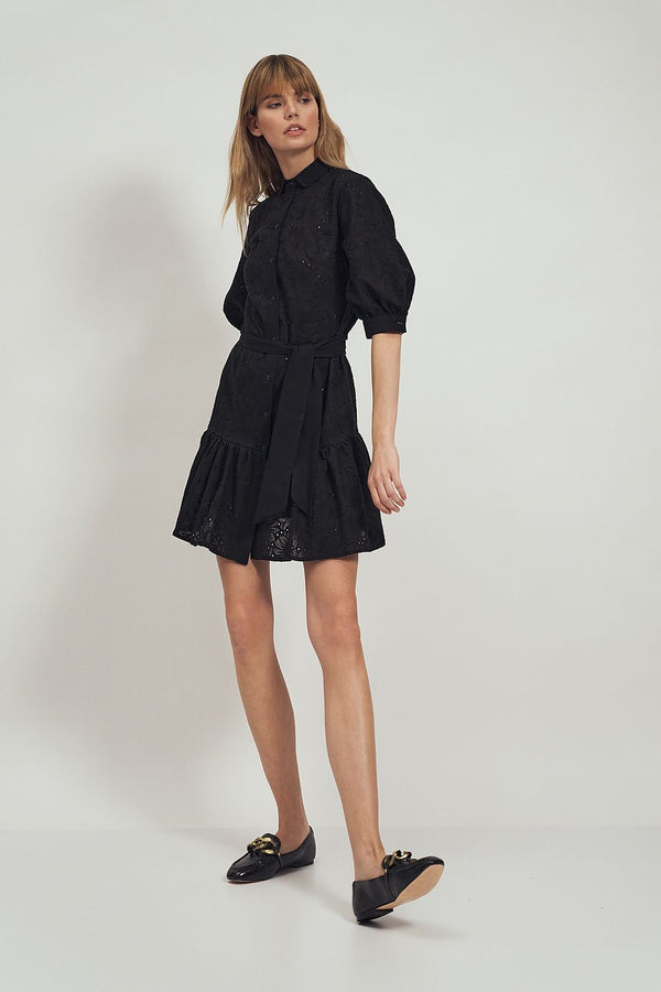 Frilled Cotton Dress with Comfortable Fit