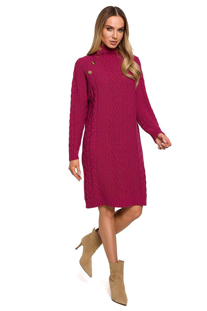 Turtleneck Button Tunic Dress