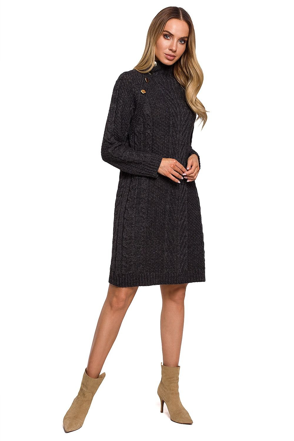 Turtleneck Button Tunic Dress