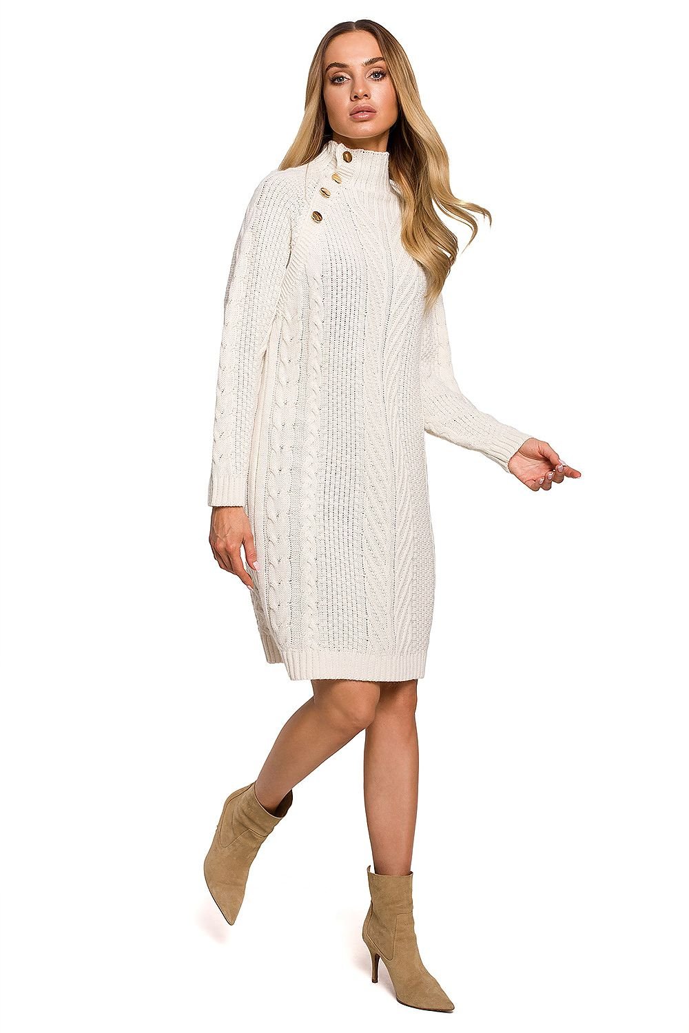 Turtleneck Button Tunic Dress