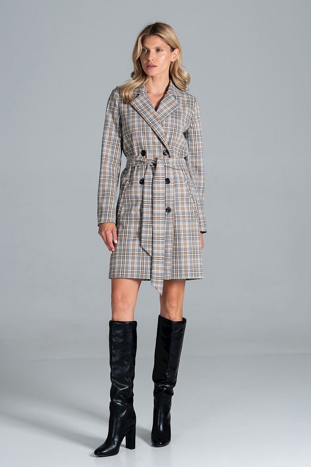 Knee-Length Belted Coat