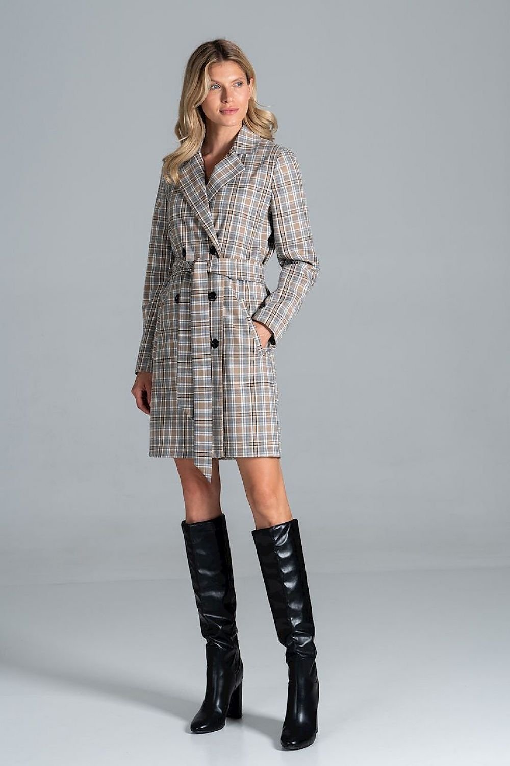 Knee-Length Belted Coat