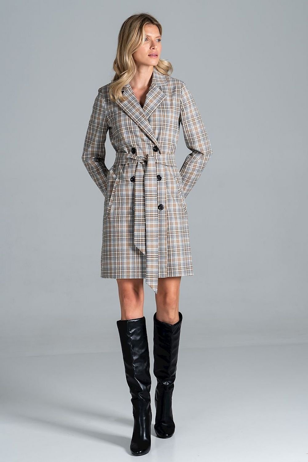 Knee-Length Belted Coat