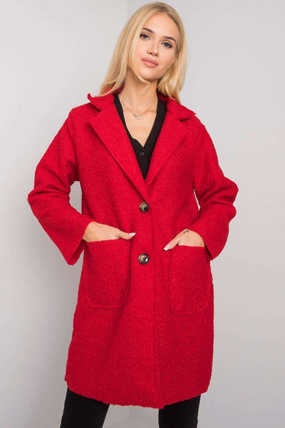 Red Bouclé Autumn Coat