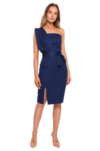 Draped Shoulder Elegant Pencil Dress