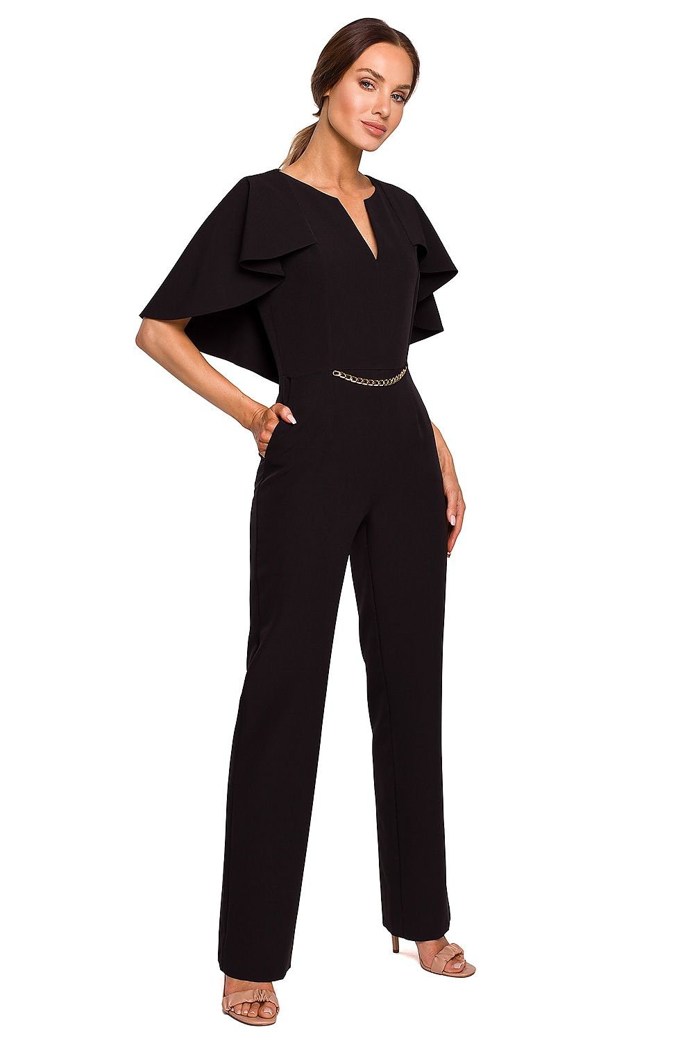 Feminine Cape Pantsuit Ensemble