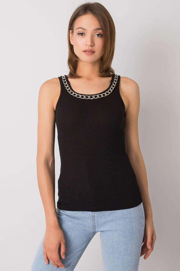 Ribbed Chain Detail Top