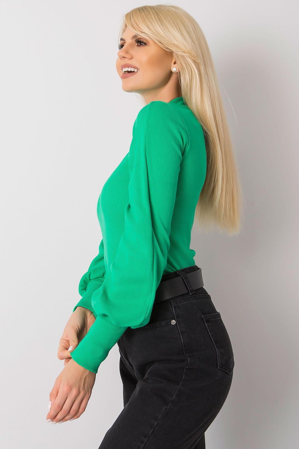 Ribbed Long Sleeve Blouse