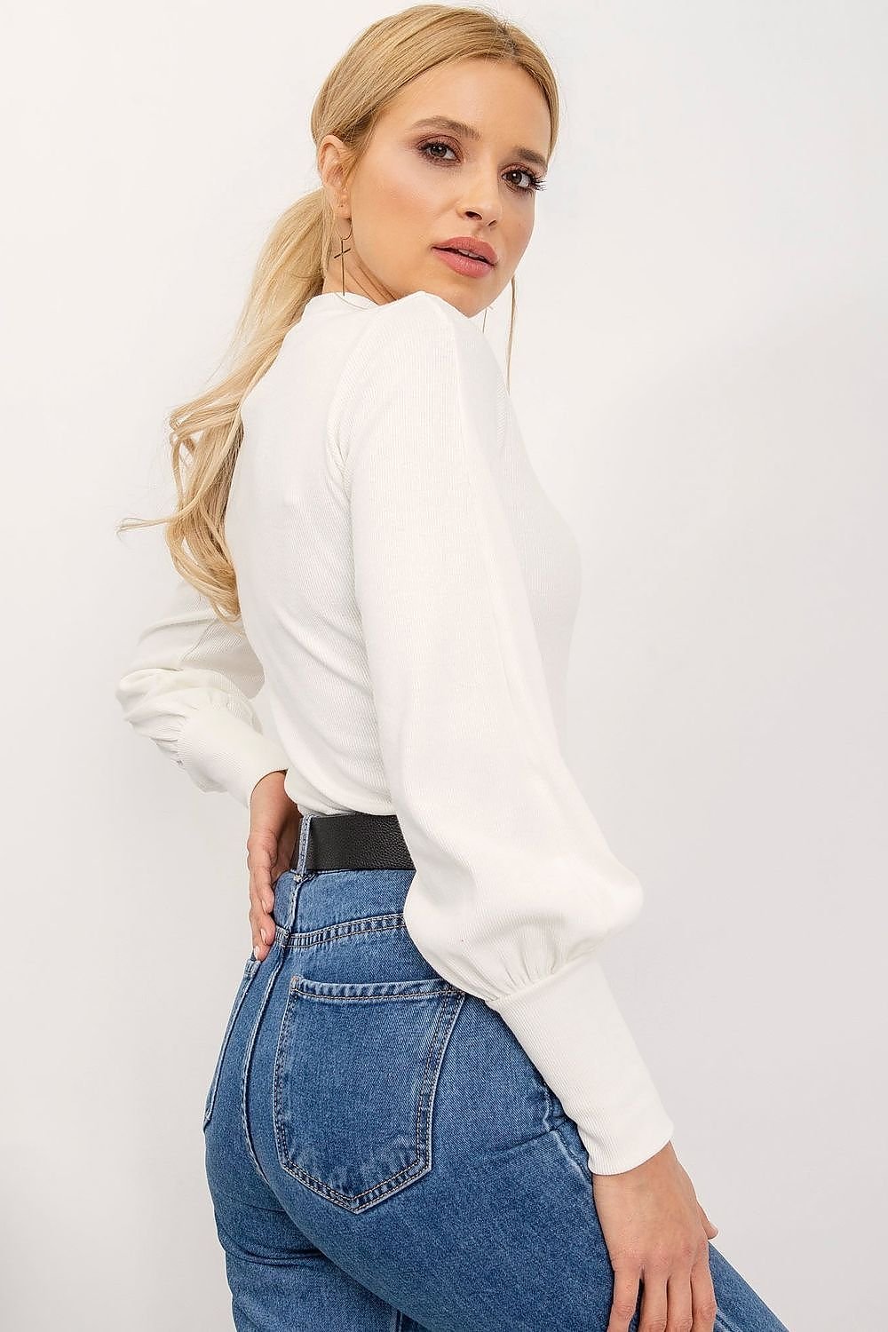 Ribbed Long Sleeve Blouse