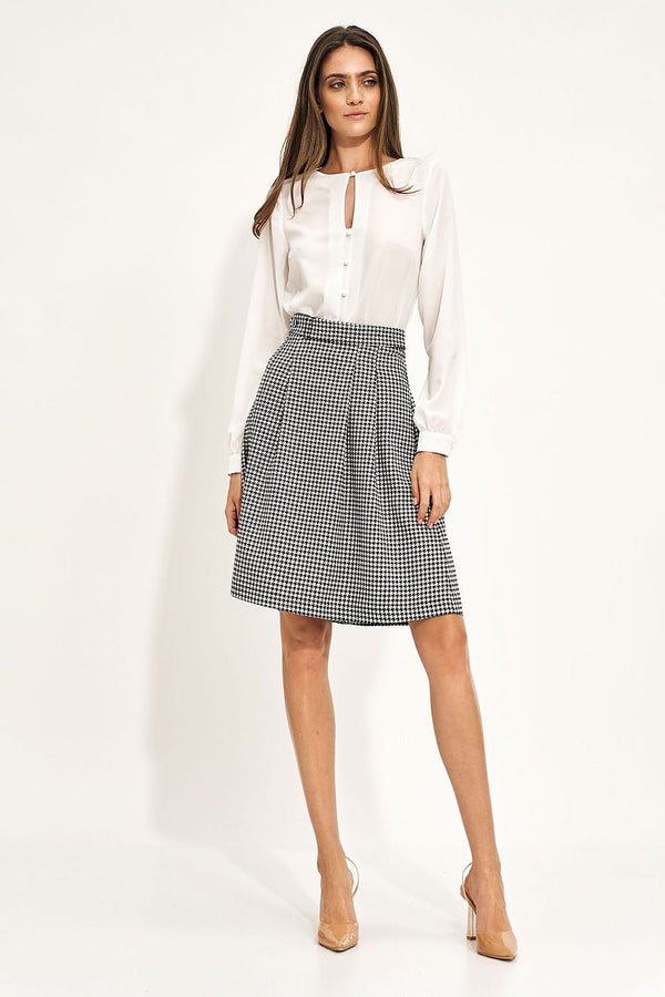 High-Waist Flared Belted Skirt