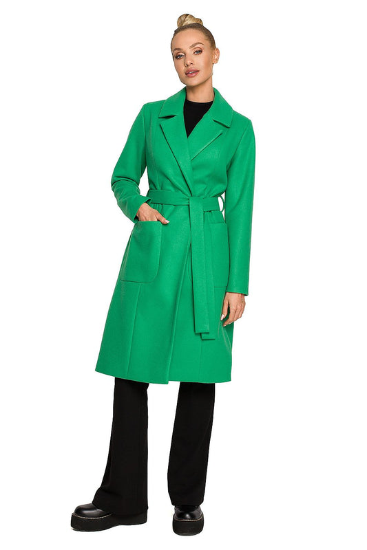 Fleece Coat with Classic Collar and Belt - Michelle & Kenza Co.