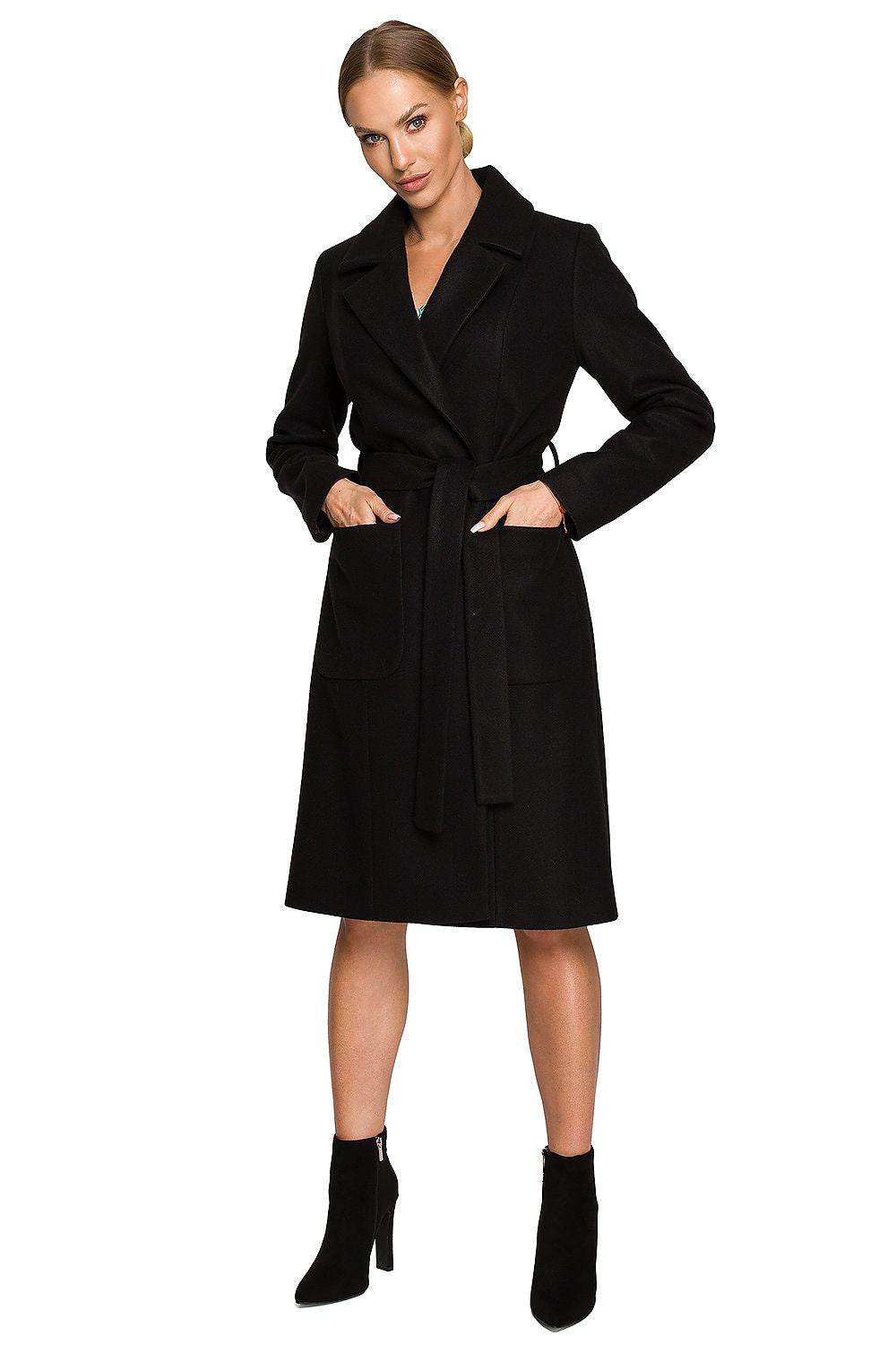 Fleece Coat with Classic Collar and Belt - Michelle & Kenza Co.