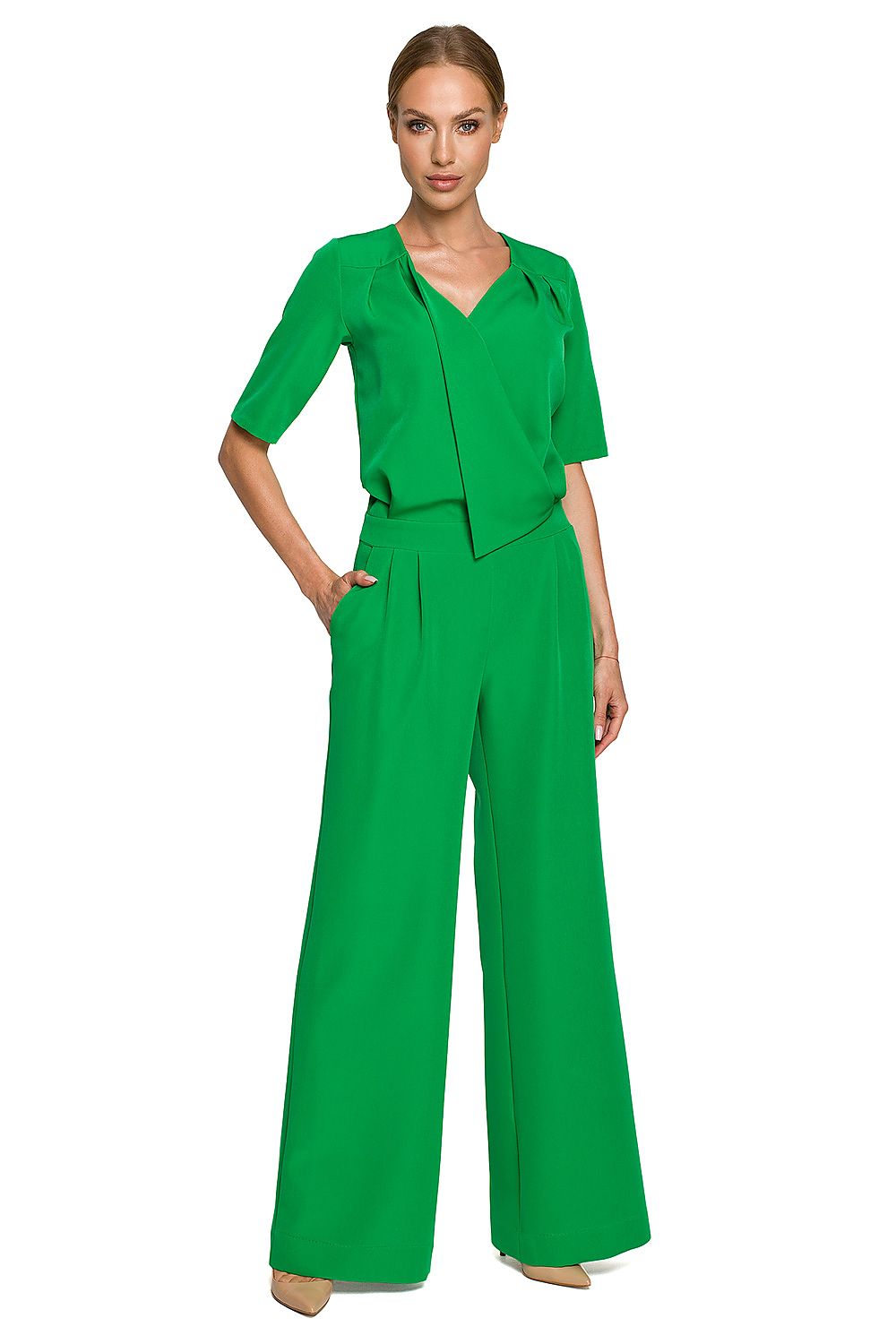 Elegant Elbow-Length Sleeve Trouser Suit