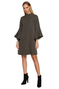 Ruffled Sleeve A-Line Dress