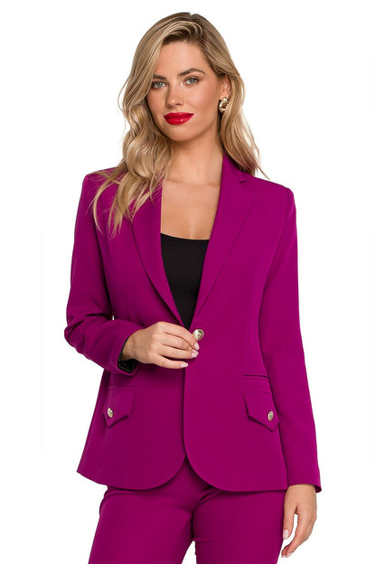 Spandex Blazer with Decorative Buttons - Michelle & Kenza Co.