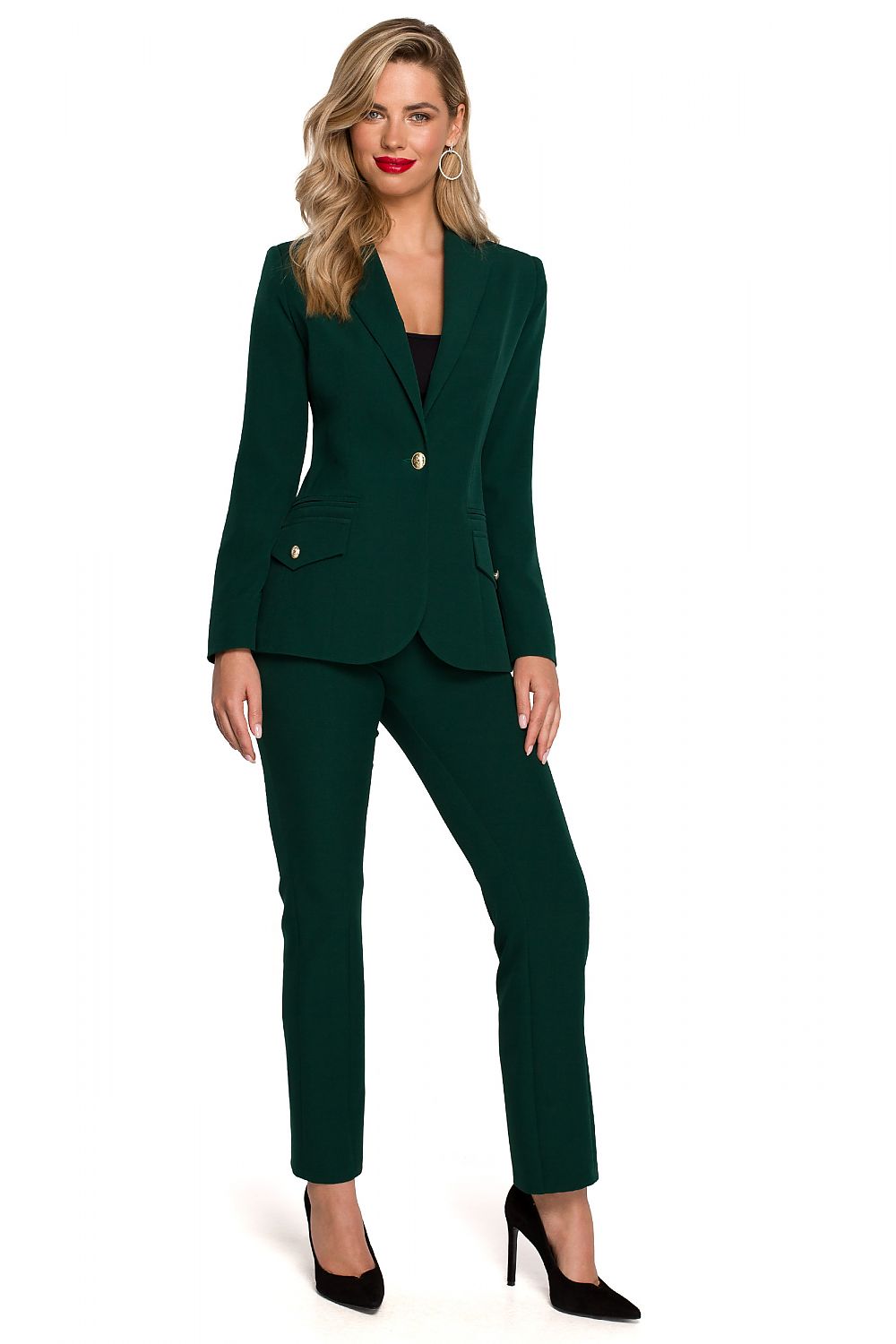 Spandex Blazer with Decorative Buttons - Michelle & Kenza Co.