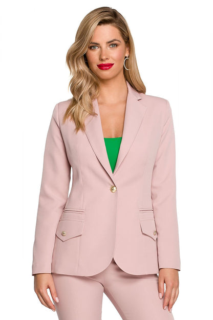 Spandex Blazer with Decorative Buttons - Michelle & Kenza Co.