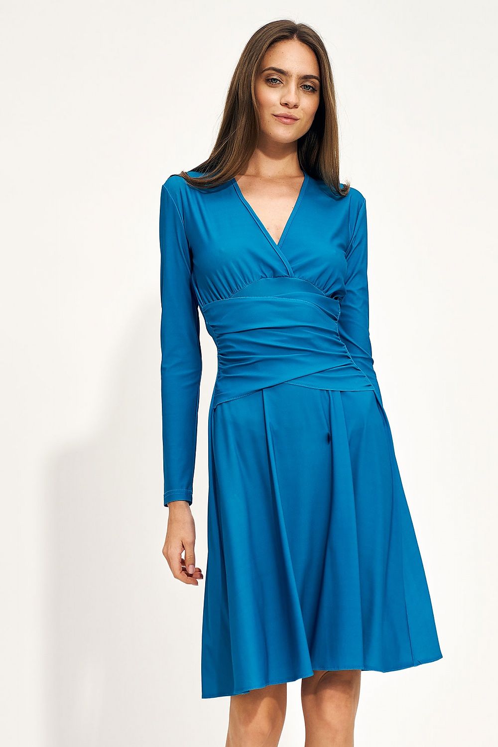 Elegant Envelope Neckline Midi Dress