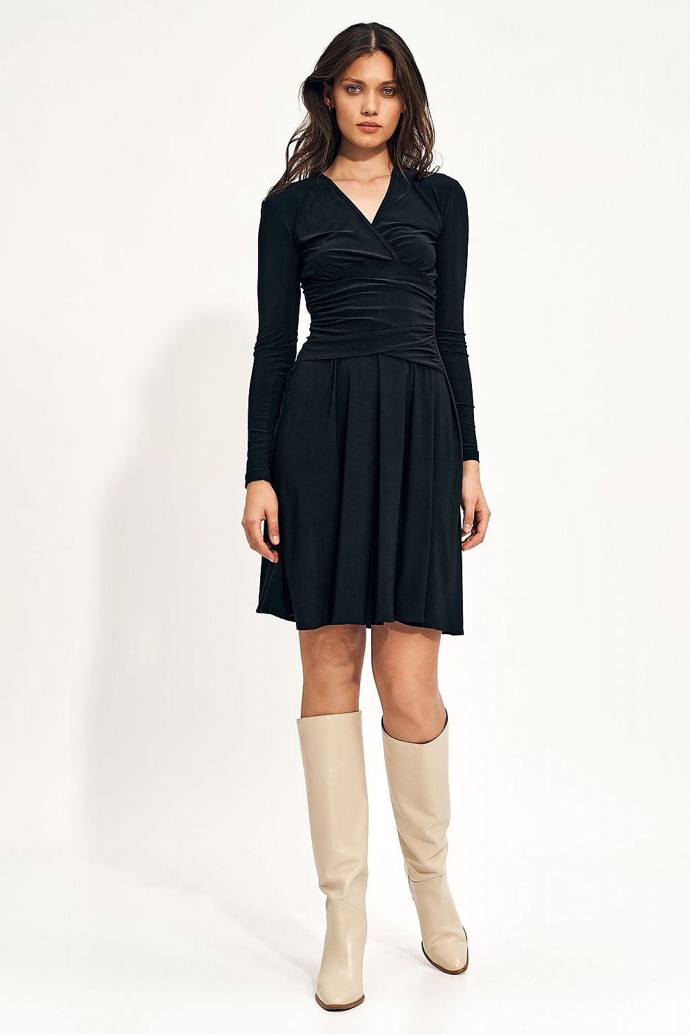 Elegant Envelope Neckline Midi Dress