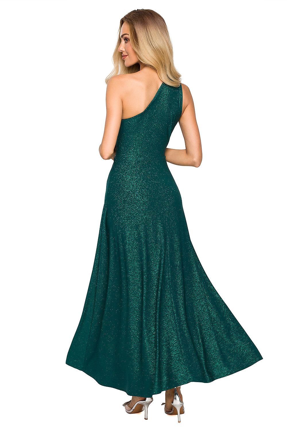 One-Shoulder Brocade Evening Gown