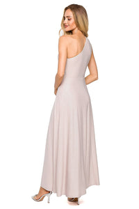 One-Shoulder Brocade Evening Gown