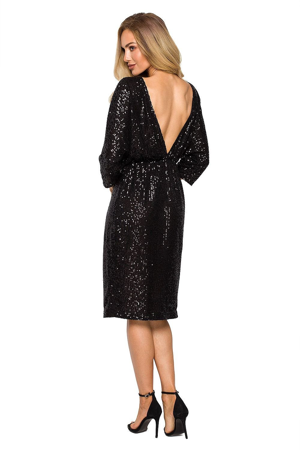 Sequin Back Evening Dress