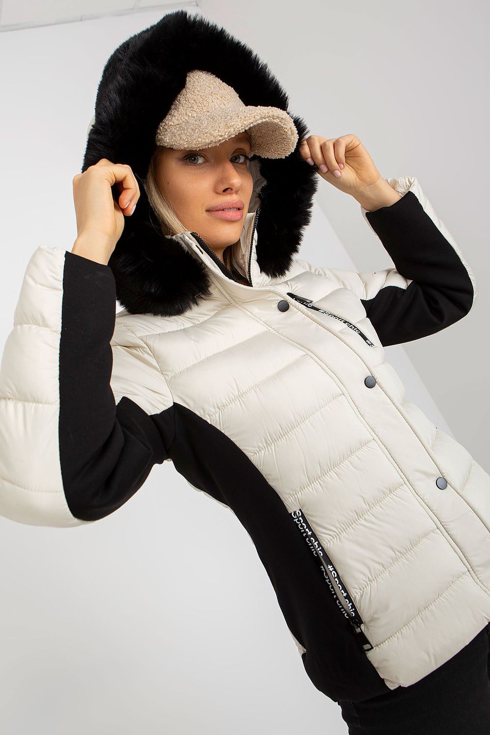 Quilted Down Jacket with Detachable Fur Hood - Michelle & Kenza Co.