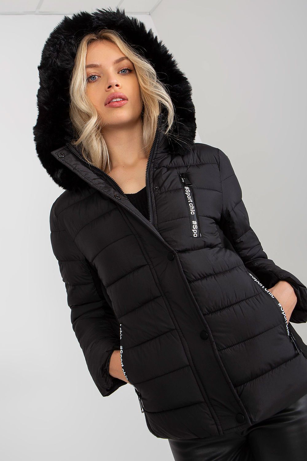 Quilted Down Jacket with Detachable Fur Hood - Michelle & Kenza Co.