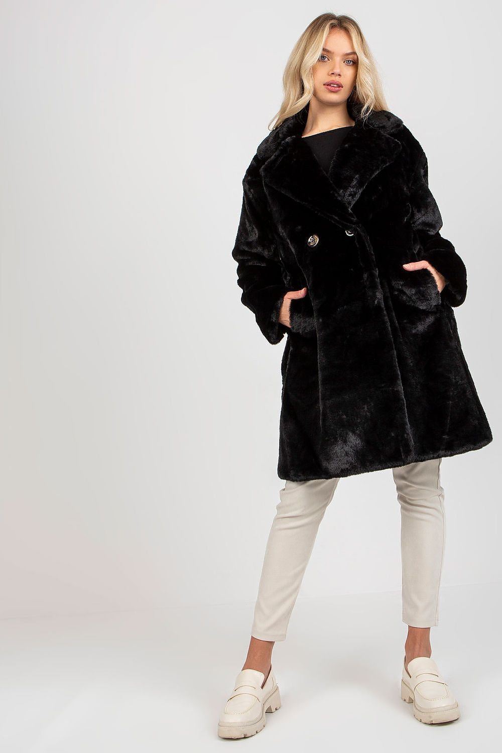 Chic Buttoned Fur Coat