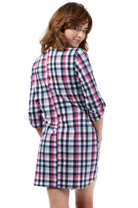 Heart Neckline Plaid Dress