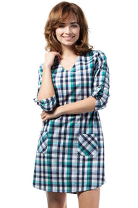 Heart Neckline Plaid Dress