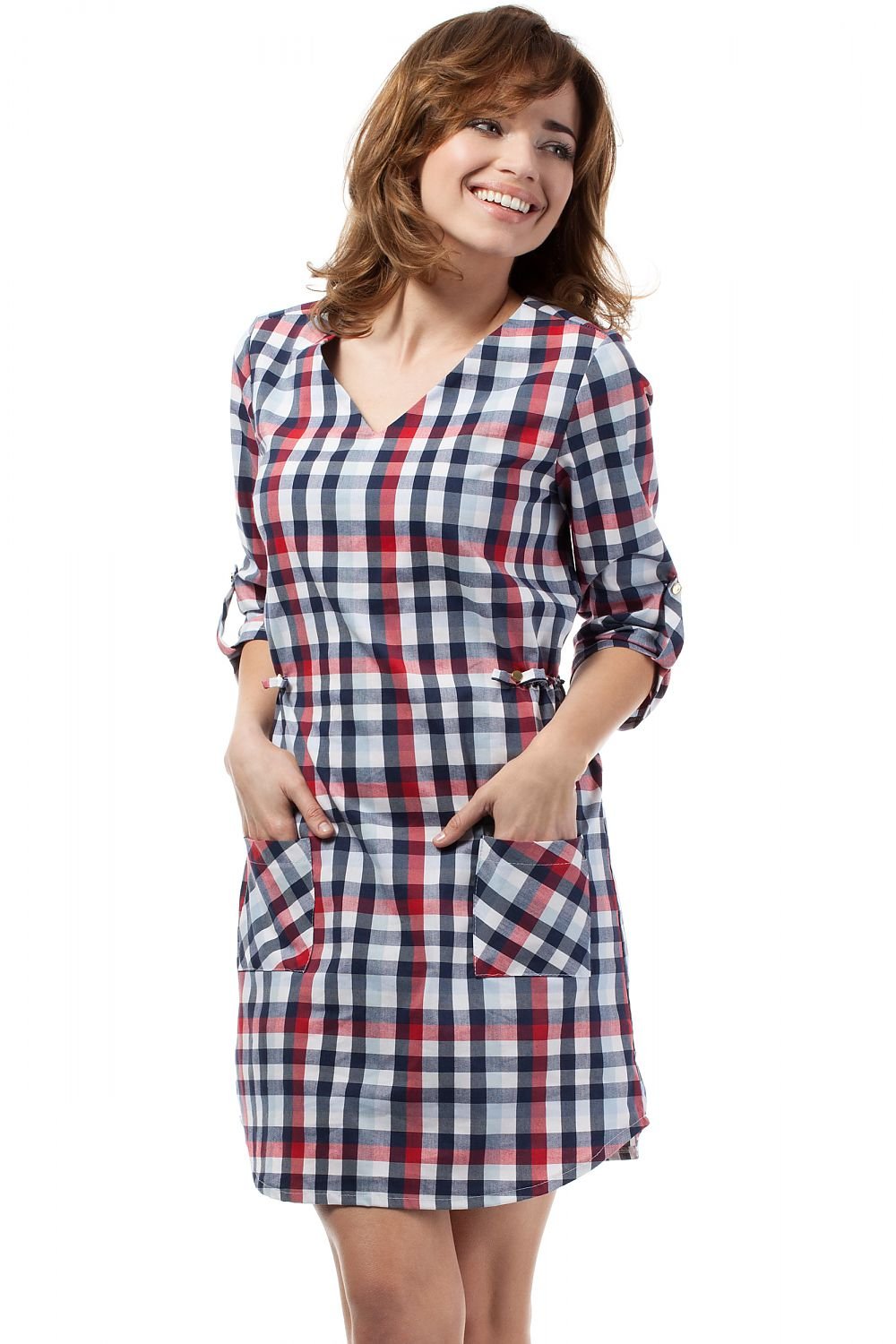 Heart Neckline Plaid Dress