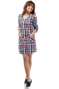 Heart Neckline Plaid Dress