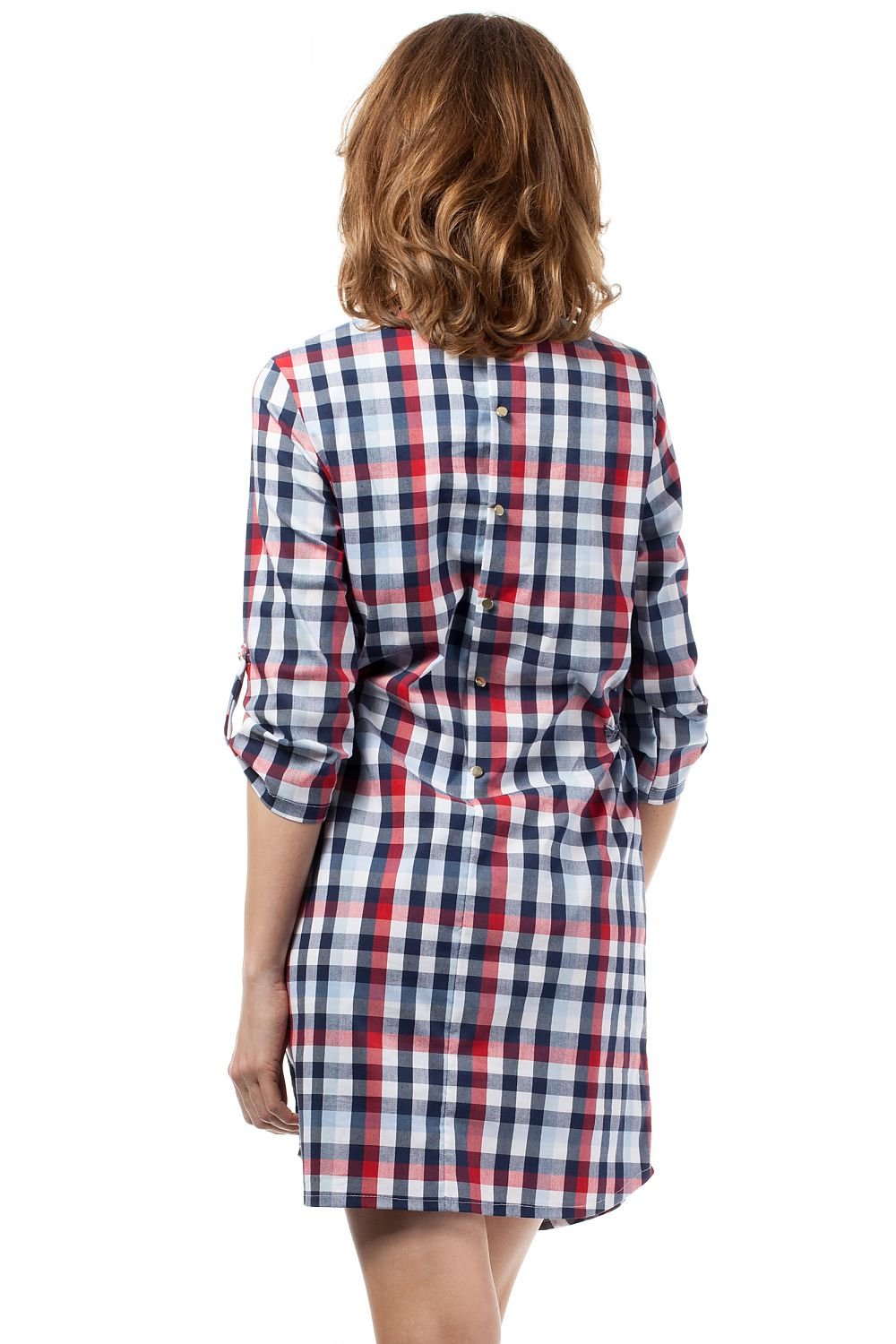 Heart Neckline Plaid Dress