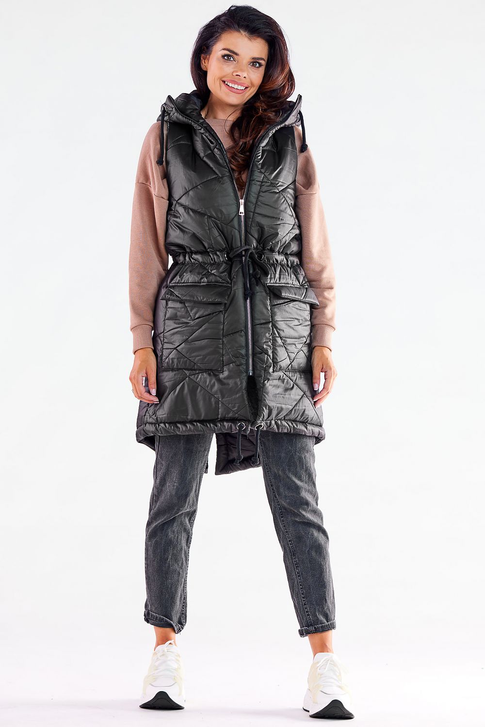 Shiny Quilted Gilet with Adjustable Drawstrings - Michelle & Kenza Co.