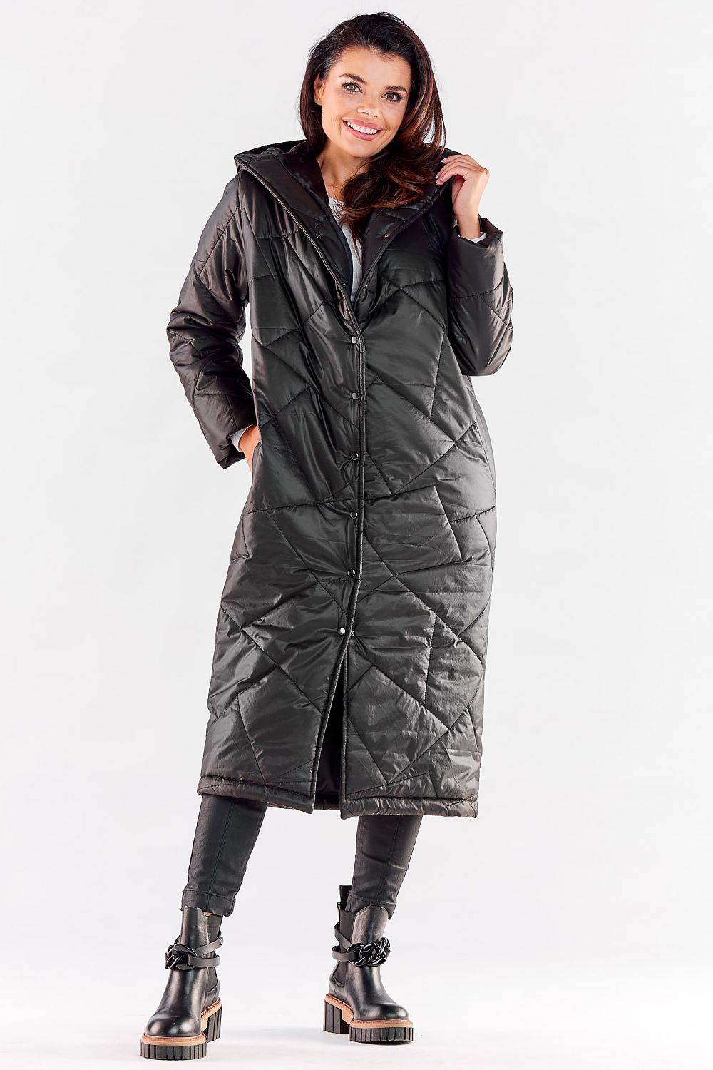 Quilted Coat with Large Hood - Michelle & Kenza Co.