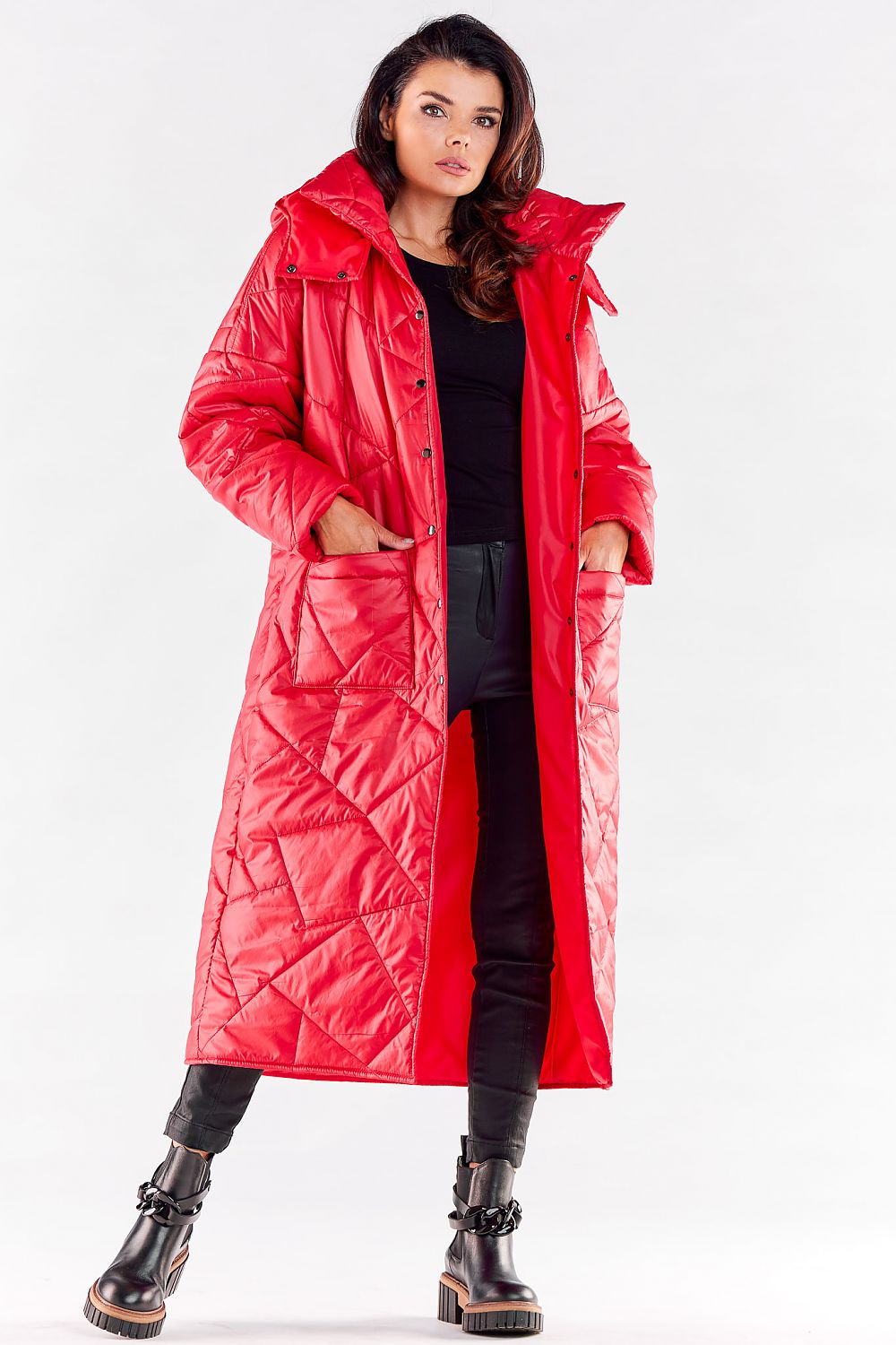 Quilted Coat with Large Hood and Pockets - Michelle & Kenza Co.