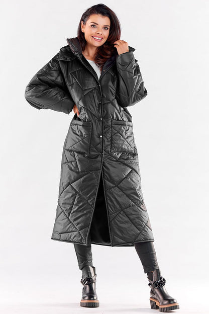 Quilted Coat with Large Hood and Pockets - Michelle & Kenza Co.