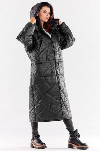 Quilted Coat with Large Hood and Pockets - Michelle & Kenza Co.