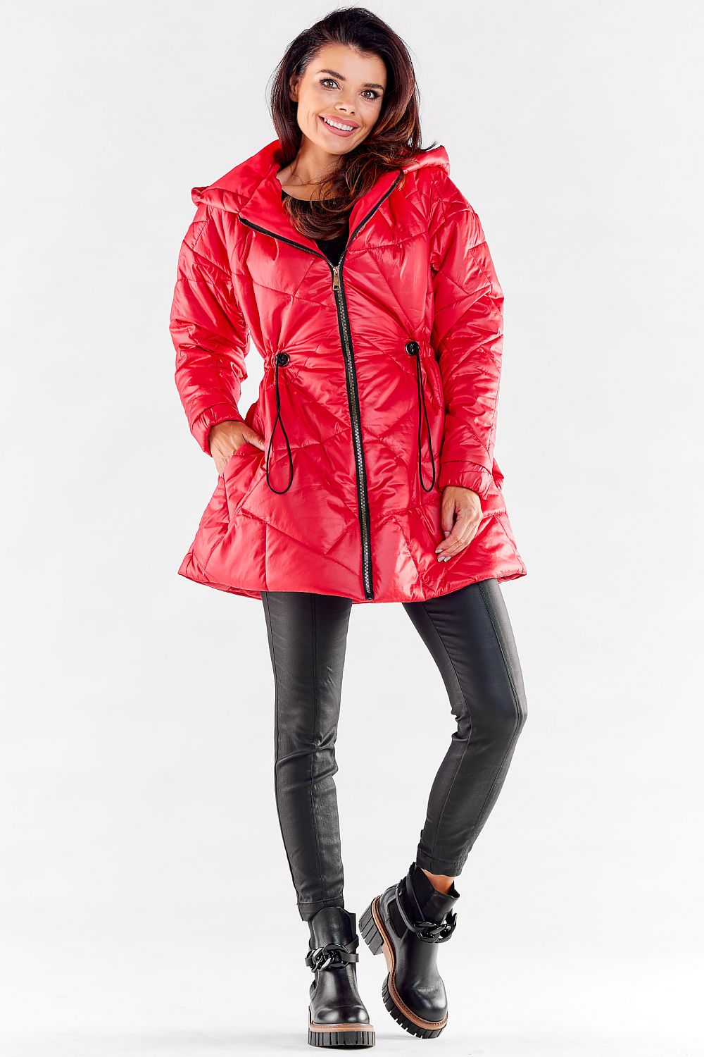 Quilted Jacket with Hood and Adjustable Waist - Michelle & Kenza Co.