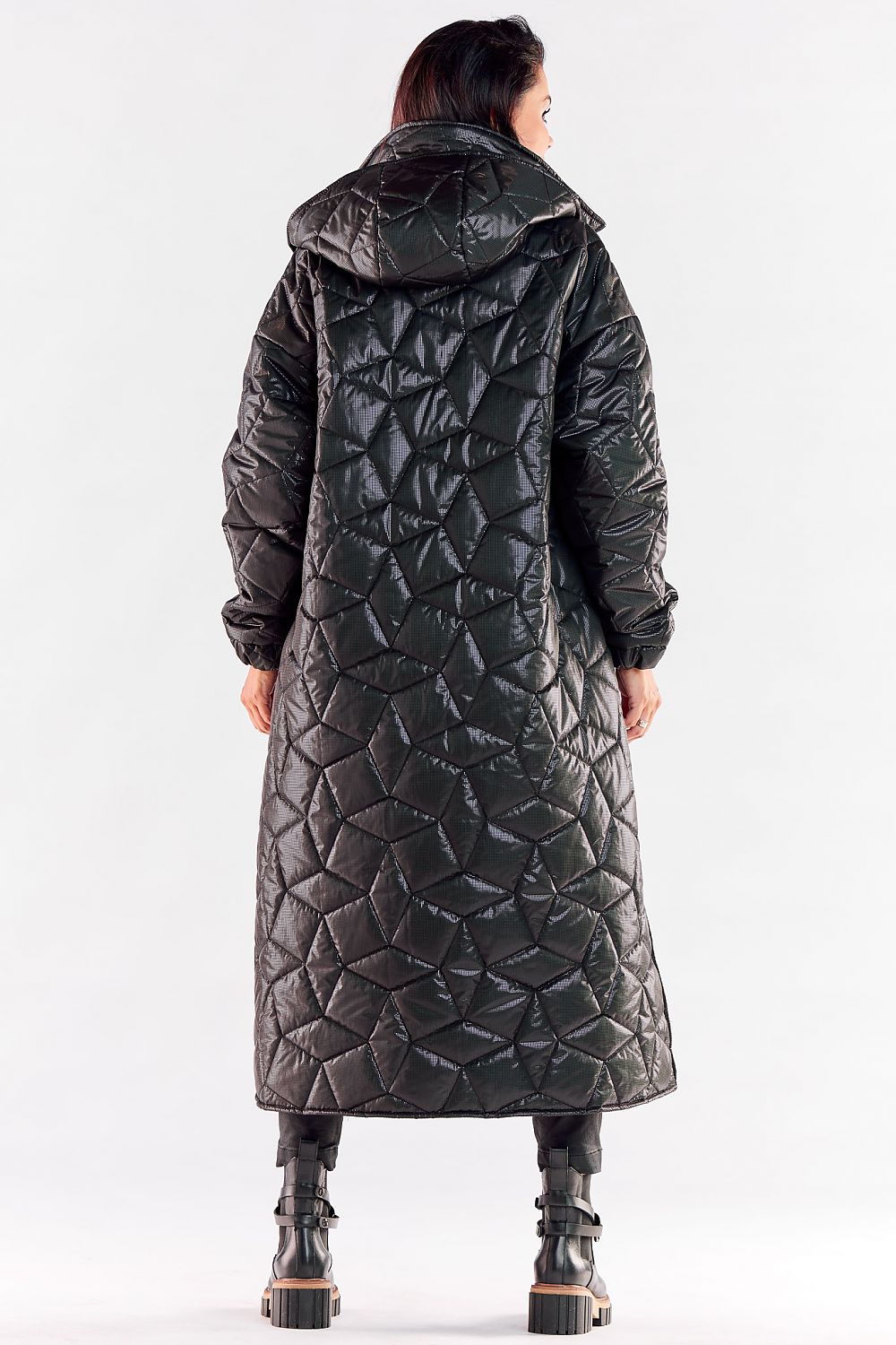 Quilted Coat with Hood and Slit Design - Michelle & Kenza Co.