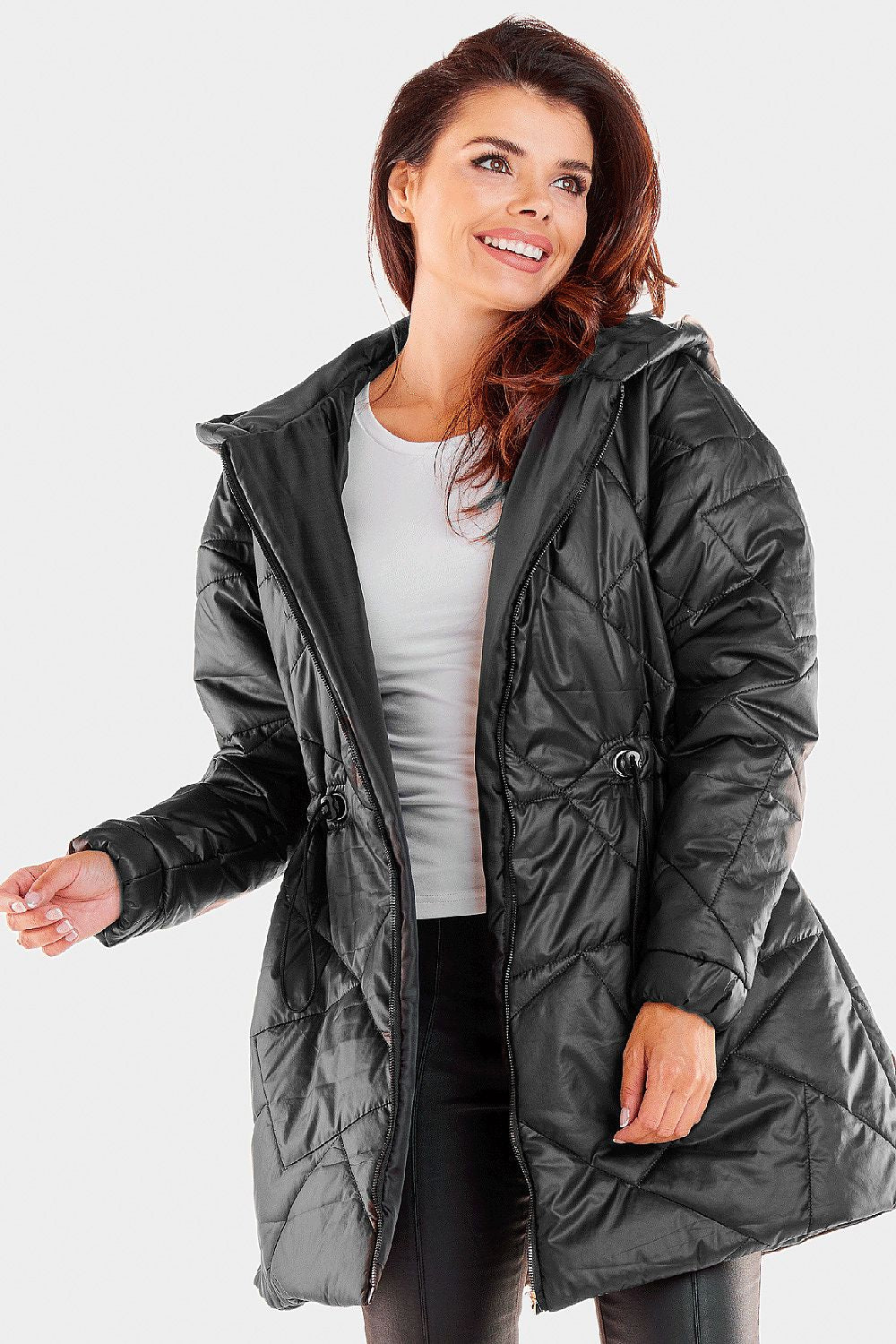 Quilted Jacket with Hood and Adjustable Waist - Michelle & Kenza Co.