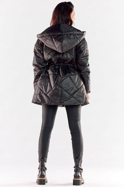 Quilted Jacket with Hood and Adjustable Waist - Michelle & Kenza Co.