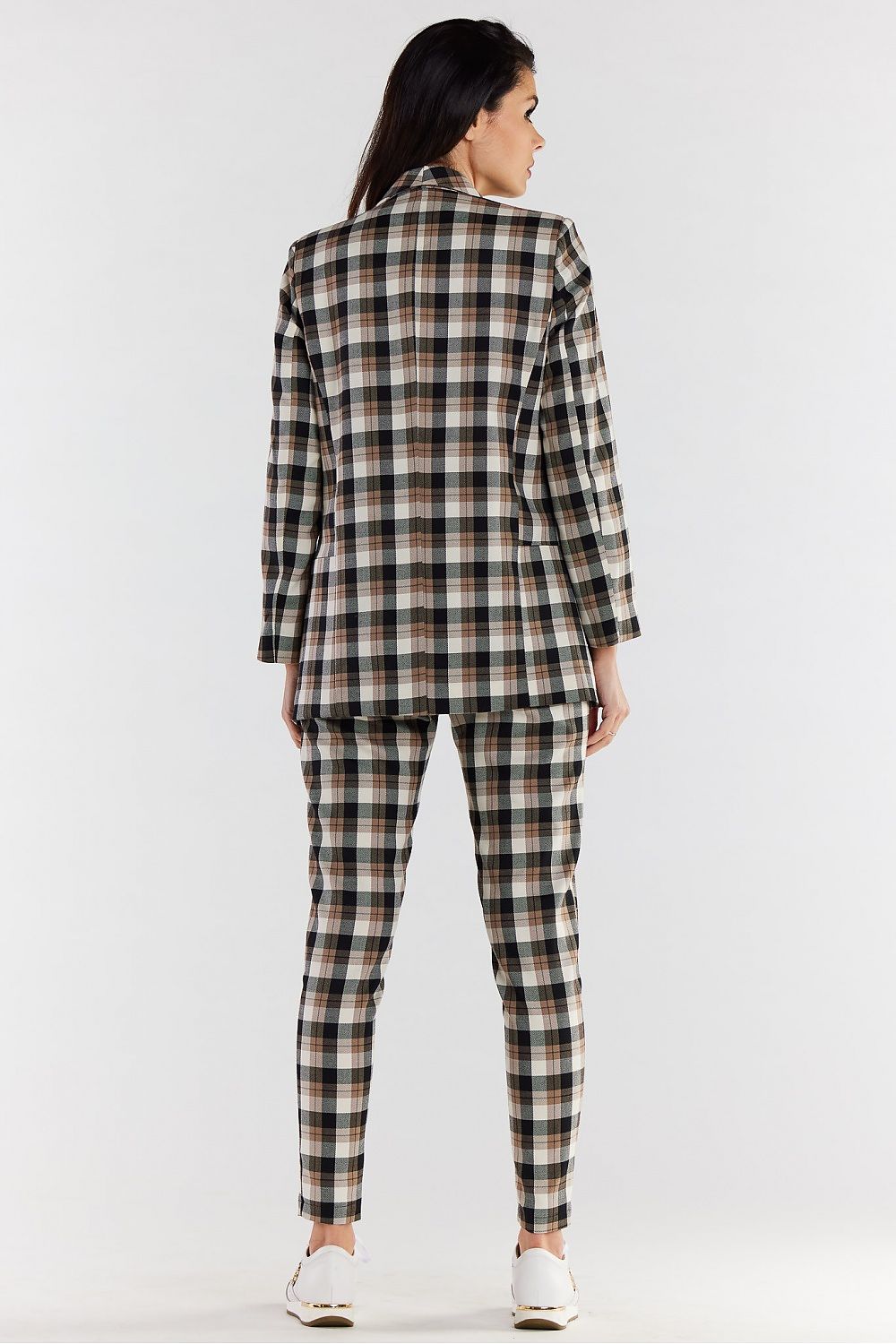 High-Waisted Plaid Cigarette Trousers