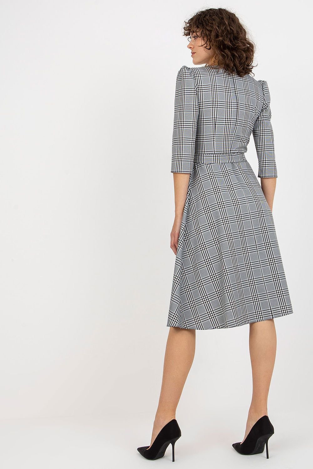 Tailored Checkered Waist Tie Dress