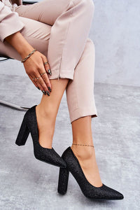 Elegant Weave Block Heel Pumps