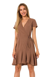 Airy Ruffled Overlap Dress