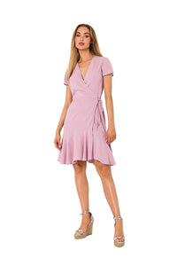 Airy Ruffled Overlap Dress