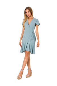 Airy Ruffled Overlap Dress