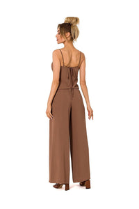 Draped Neckline Elegant Pantsuit